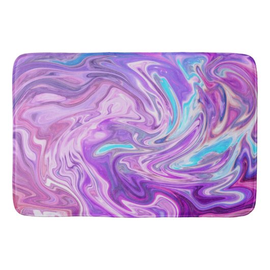 Paarse Abstracte vloeibare marmer Badmat (Voorkant)
