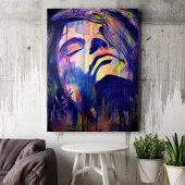 Paarse Abstracte Vrouw Portrait Art Print