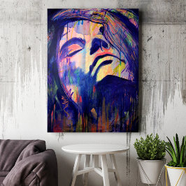 Paarse Abstracte Vrouw Portrait Art Print