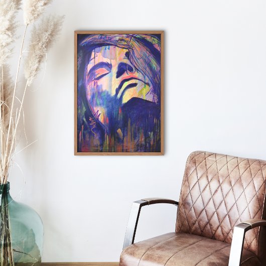 Paarse Abstracte Vrouw Portrait Art Print