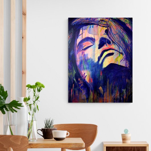 Paarse Abstracte Vrouw Portrait Art Print