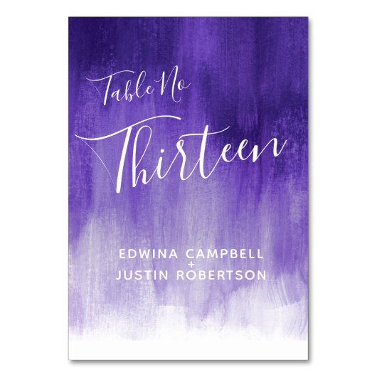 Paarse abstracte was moderne kunst tafel nummer 13 kaart (Achterkant)