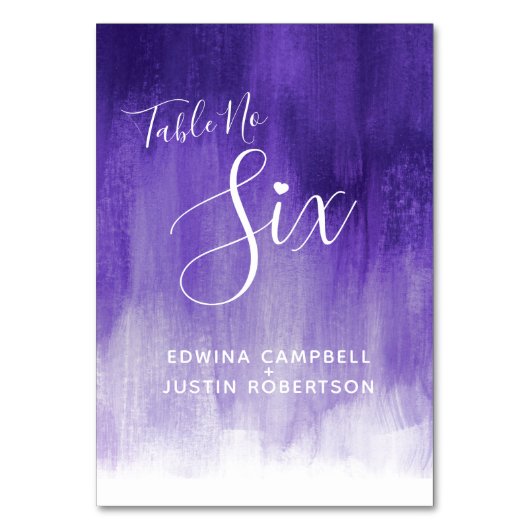 Paarse abstracte wasmoderne kunsttafel nummer zes kaart (Voorkant)