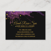 *~*Paarse Abstracte Waterverf Gold Luxe glam Visitekaartje (Achterkant)