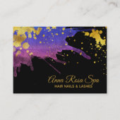 *~*Paarse Abstracte Waterverf Gold Luxe glam Visitekaartje (Voorkant)