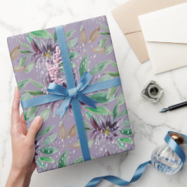 Paarse Abstracte Waterverf Lotus, bevroren Cadeaupapier