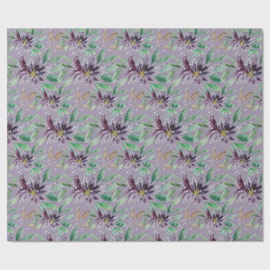 Paarse Abstracte Waterverf Lotus, bevroren Cadeaupapier (Vlak)