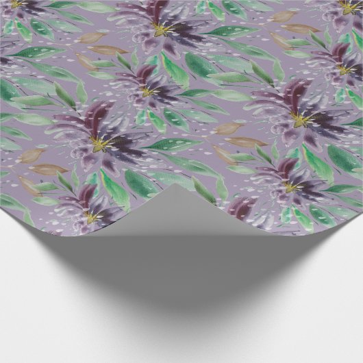 Paarse Abstracte Waterverf Lotus, bevroren Cadeaupapier (Hoek)