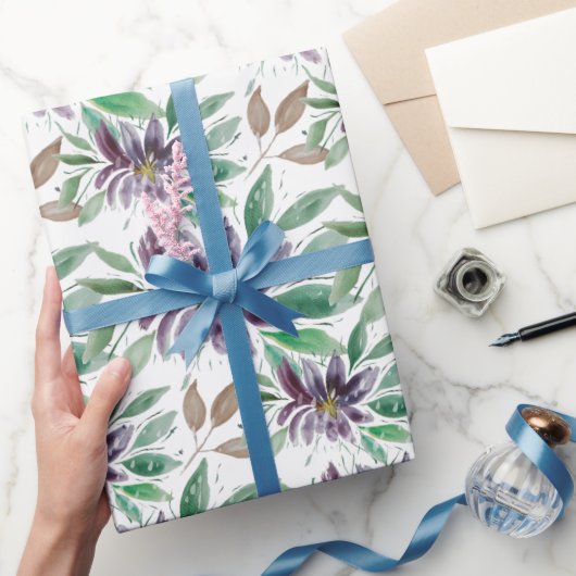 Paarse Abstracte Waterverf Lotus, bevroren Cadeaupapier (Geschenken)