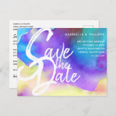 Paarse Abstracte Waterverf, Vet, Chic & Modern Briefkaart (Voorkant / Achterkant)