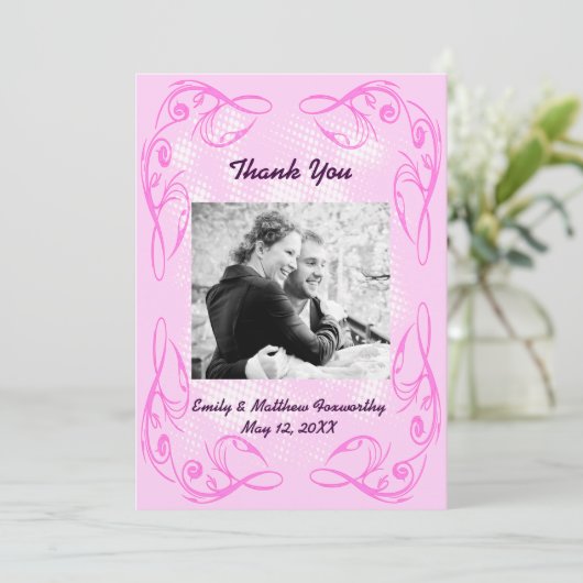 Paarse Abstracte Zwemgrens Dank u Flat Kaart (Staand voorkant)