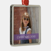 Paarse accentribbon Sjabloon kerstmis meta Metalen Ornament (Rechts)