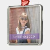 Paarse accentribbon Sjabloon kerstmis meta Metalen Ornament (Links)