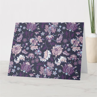 Paarse achtergrond Big Floral naadloos patroon Bedankkaart