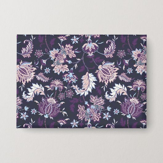 Paarse achtergrond Big Floral naadloos patroon Button (Voorkant)