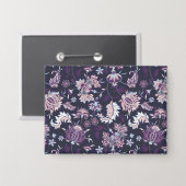 Paarse achtergrond Big Floral naadloos patroon Button (Voorkant / Achterkant)