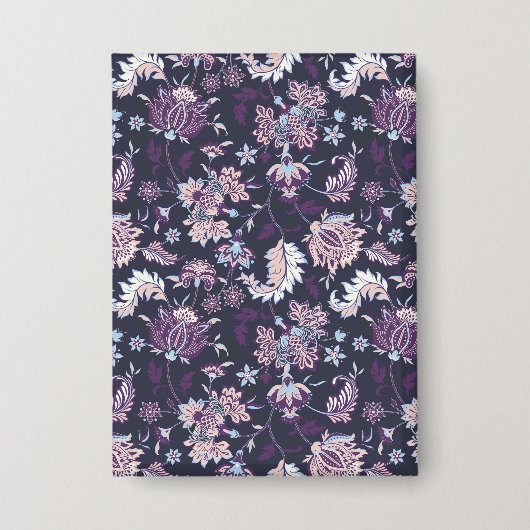 Paarse achtergrond Big Floral naadloos patroon Button (Voorkant)