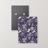 Paarse achtergrond Big Floral naadloos patroon Button (Voorkant / Achterkant)