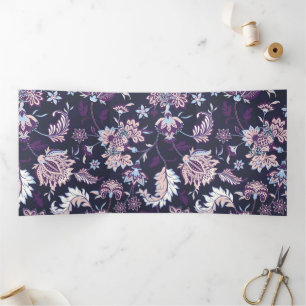 Paarse achtergrond Big Floral naadloos patroon Drieluik Kaart