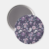 Paarse achtergrond Big Floral naadloos patroon Magneet (Voorkant / Achterkant)