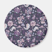 Paarse achtergrond Big Floral naadloos patroon Magneet (Voorkant)