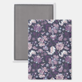 Paarse achtergrond Big Floral naadloos patroon Magneet (Voorkant / Achterkant)