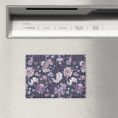 Paarse achtergrond Big Floral naadloos patroon Magneet (Insitu (Vaatwasser))