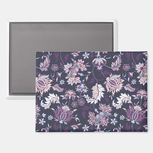 Paarse achtergrond Big Floral naadloos patroon Magneet (Voorkant / Achterkant)