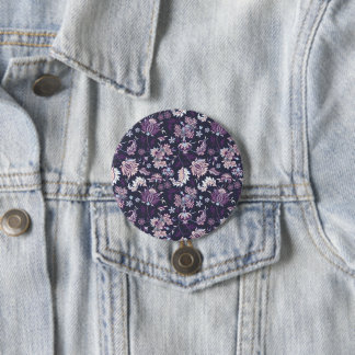 Paarse achtergrond Big Floral naadloos patroon Ronde Button 7,6 Cm