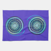 Paarse achtergrond Blauw-groene medaillonhanddoek Theedoek (Horizontaal)