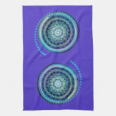 Paarse achtergrond Blauw-groene medaillonhanddoek Theedoek (Verticaal)