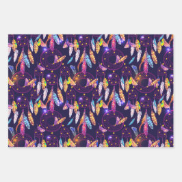 Paarse achtergrond Colorful Dream Catcher Inpakpapier Vel