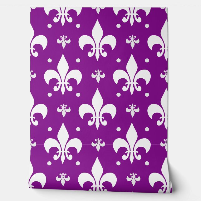 Paarse Achtergrond Fleur-de-lis Patroon Ontwerp  Behang (Afrollen)