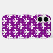 Paarse achtergrond Fleur-de-lis Patroonontwerp Case-Mate iPhone Case (Achterkant (horizontaal))