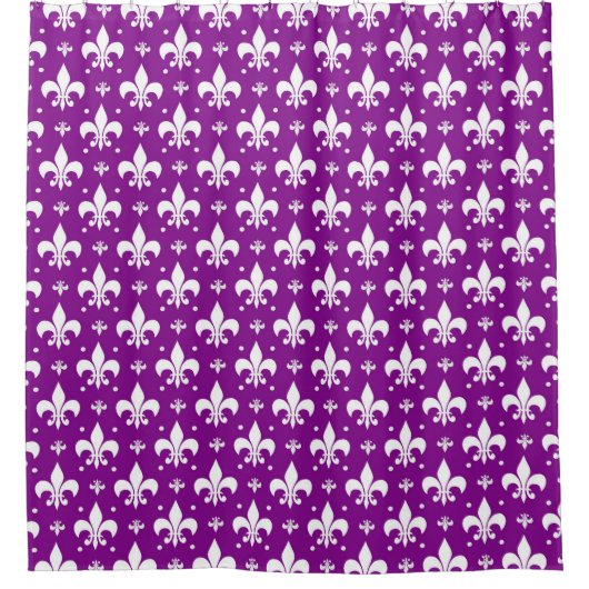 Paarse achtergrond Fleur-de-lis patroonontwerp Douchegordijn (Voorkant)