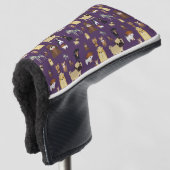 paarse achtergrond honden patroon. golfheadcover (3/4 voorkant)