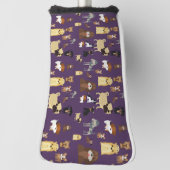 paarse achtergrond honden patroon. golfheadcover (Draai 90)