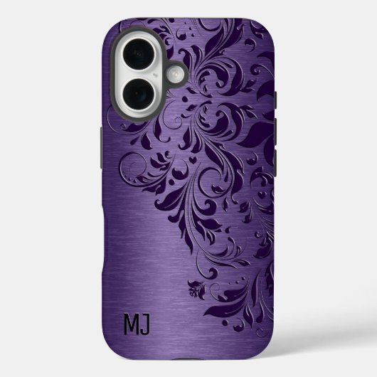 Paarse achtergrond met dieppaarse bloemenslak Case-Mate iPhone case (Achterkant)