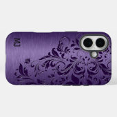 Paarse achtergrond met dieppaarse bloemenslak Case-Mate iPhone case (Achterkant (horizontaal))