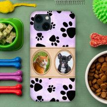 Paarse achtergrond met pootjes, aangepaste huisdie