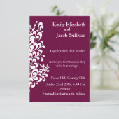 Paarse achtergrond met Swirl Modern Elegant Save The Date (Staand voorkant)