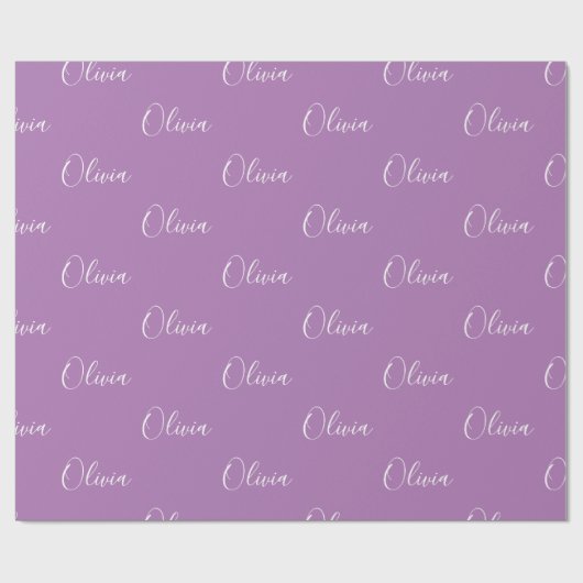 Paarse achtergrond naam meisje legant naam cadeaupapier (Vlak)