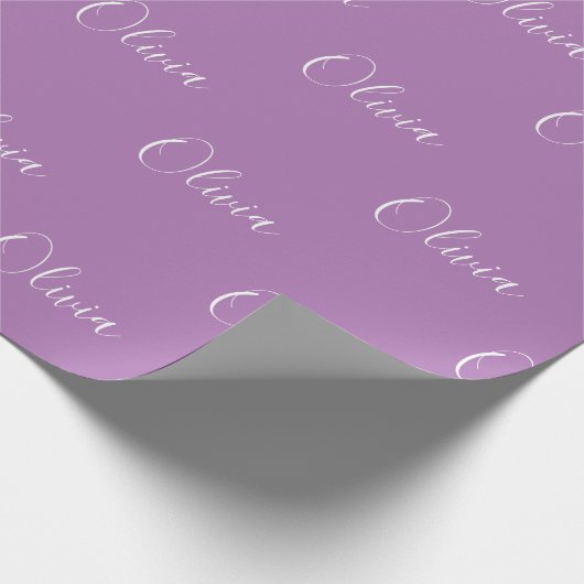 Paarse achtergrond naam meisje legant naam cadeaupapier (Hoek)