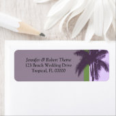 Paarse achtergrond palmbomen - DIY Weddenschappen Etiket (Insitu)