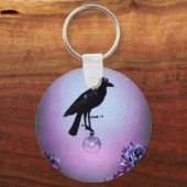Paarse achtergrond Raven Sleutelhanger (Voorkant)