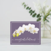 Paarse achtergrond van Orchid Flower Gefeliciteerd Briefkaart (Staand voorkant)