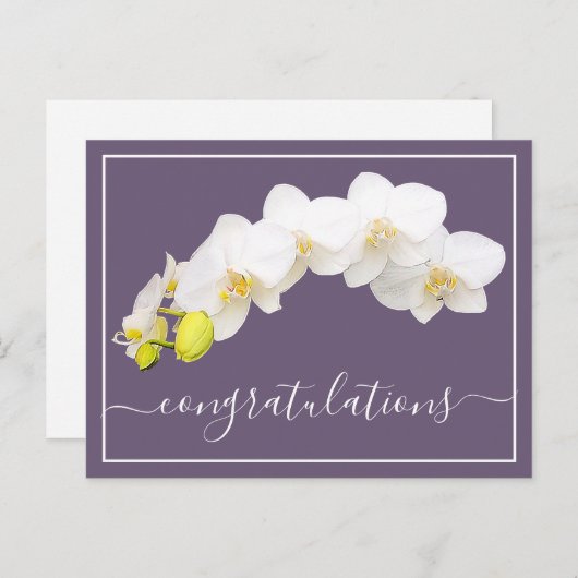 Paarse achtergrond van Orchid Flower Gefeliciteerd Briefkaart (Voorkant / Achterkant)