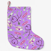 Paarse achtergrond voor nasleep kleine kerstsok (Voorkant)