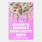 Paarse Acryl Bloemen Bachelorette Welkom Teken Acryl Bord (Voorkant)