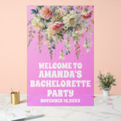 Paarse Acryl Bloemen Bachelorette Welkom Teken Acryl Bord (Huwelijk)